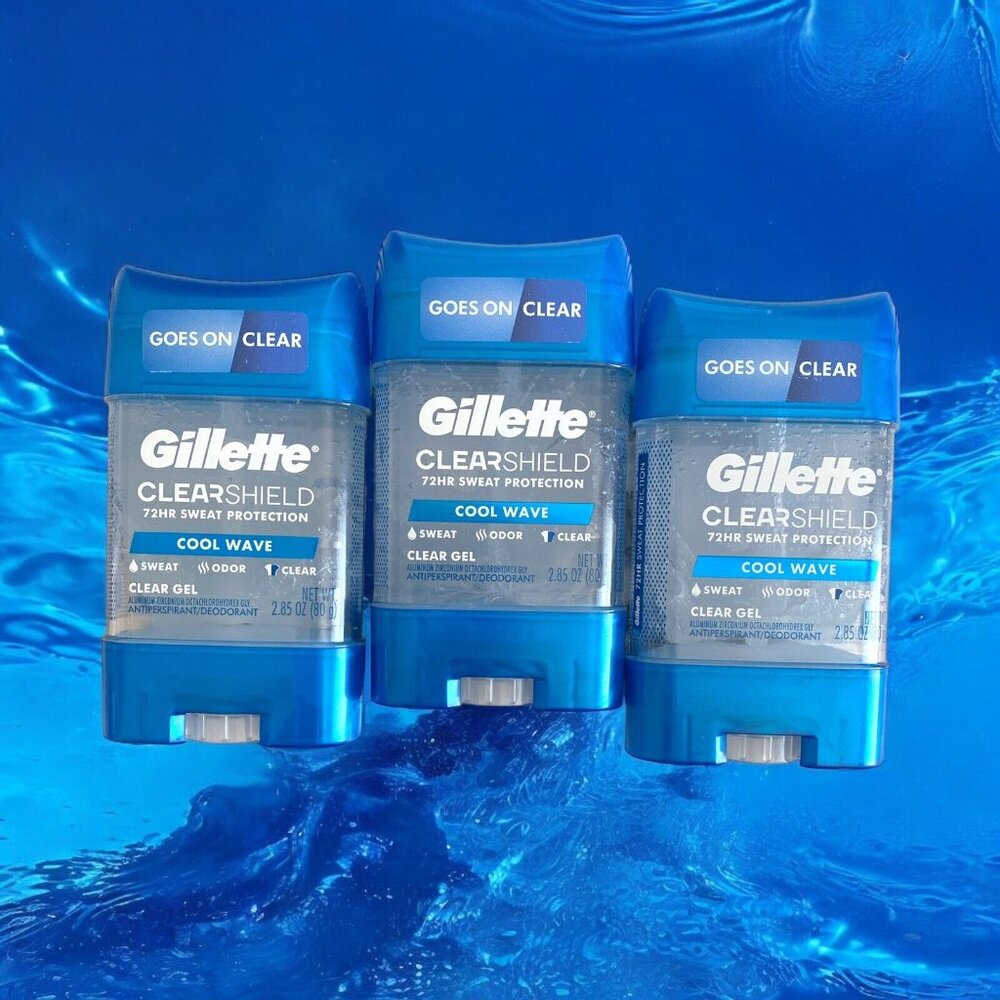 (3) Gillette Clear Boost Cool Wave Clear Gel Deodorant 2.85oz ~EXP: 09/2025